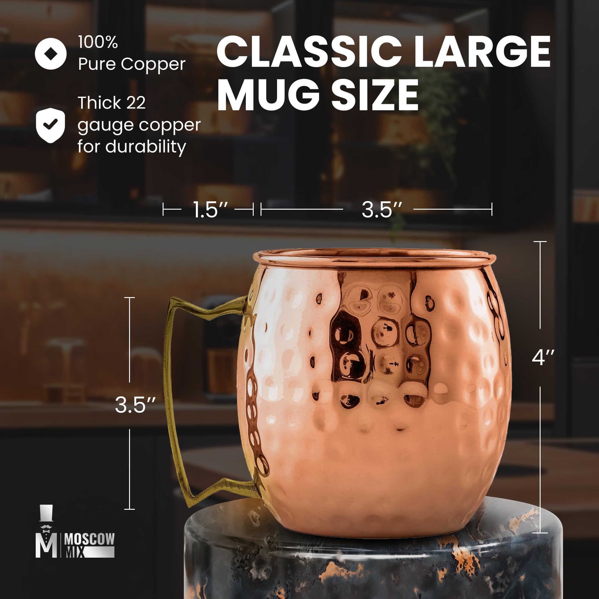 Moscow-Mix handcrafted copper mug, polished surface adds elegance to any home bar.