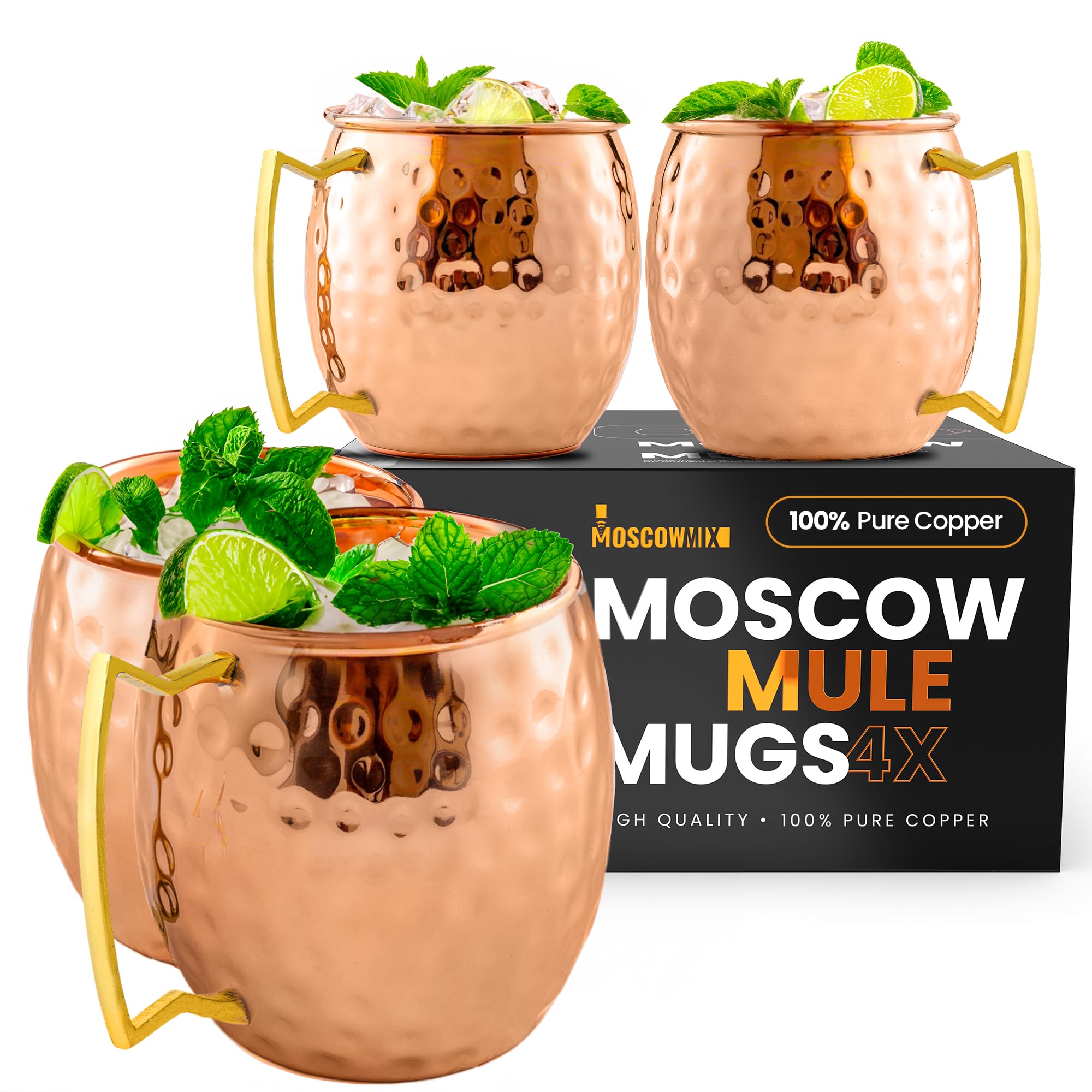 Moscow-Mix Moscow Mule Mugs set of four in copper for authentic presentation and chill.
