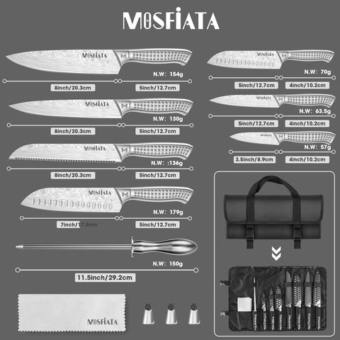 MOSFiATA Santoku knife with balanced grip and sharp edge