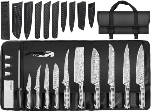 MOSFiATA 17-piece chef knife close-up for precise kitchen prep