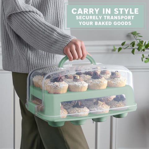 Green MosJos cupcake travel case blends style and practicality