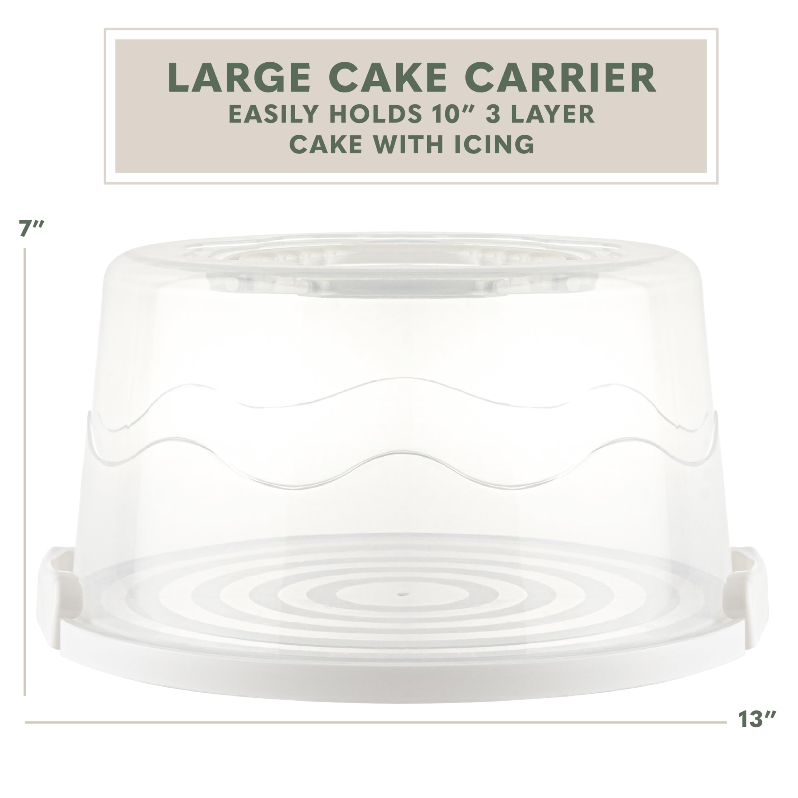 MosJos ten-inch cake fit carrier accommodates multi-layer cakes with icing integrity.