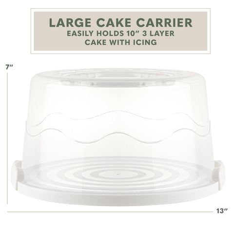 MosJos ten-inch cake fit carrier accommodates multi-layer cakes with icing integrity.
