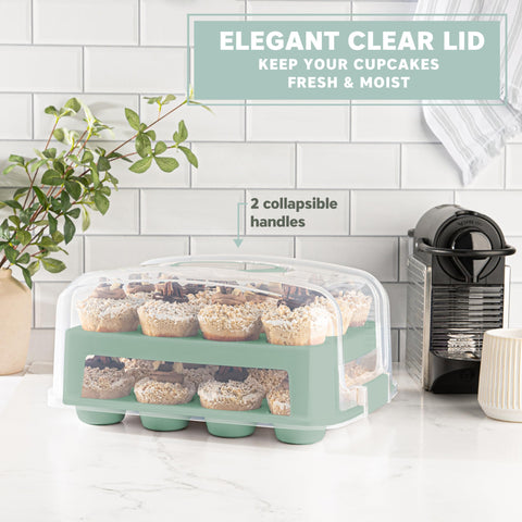 Two sturdy handles for a secure grip while carrying cupcakes