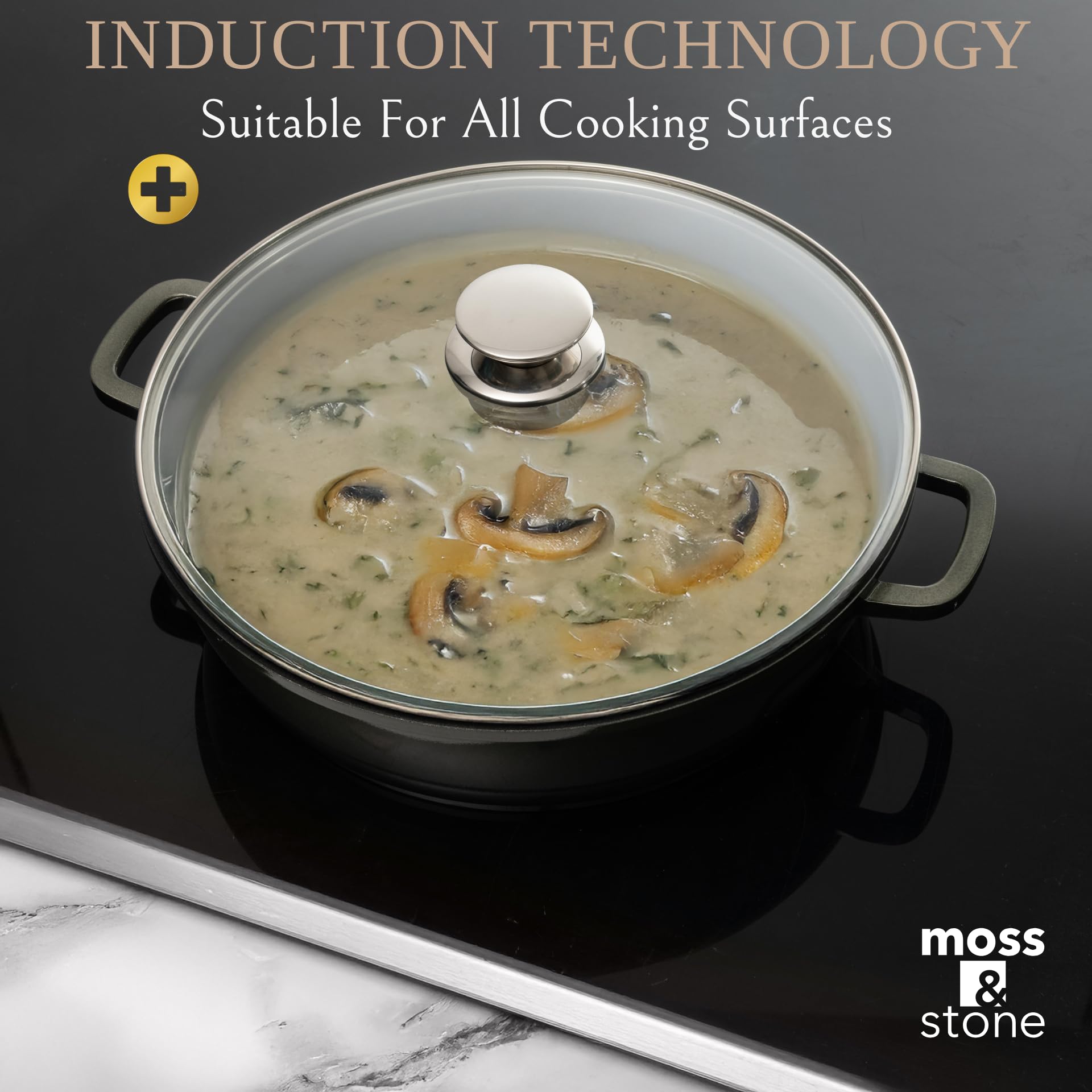 Moss & Stone 5-quart deep saute pan for versatile weeknight cooking.