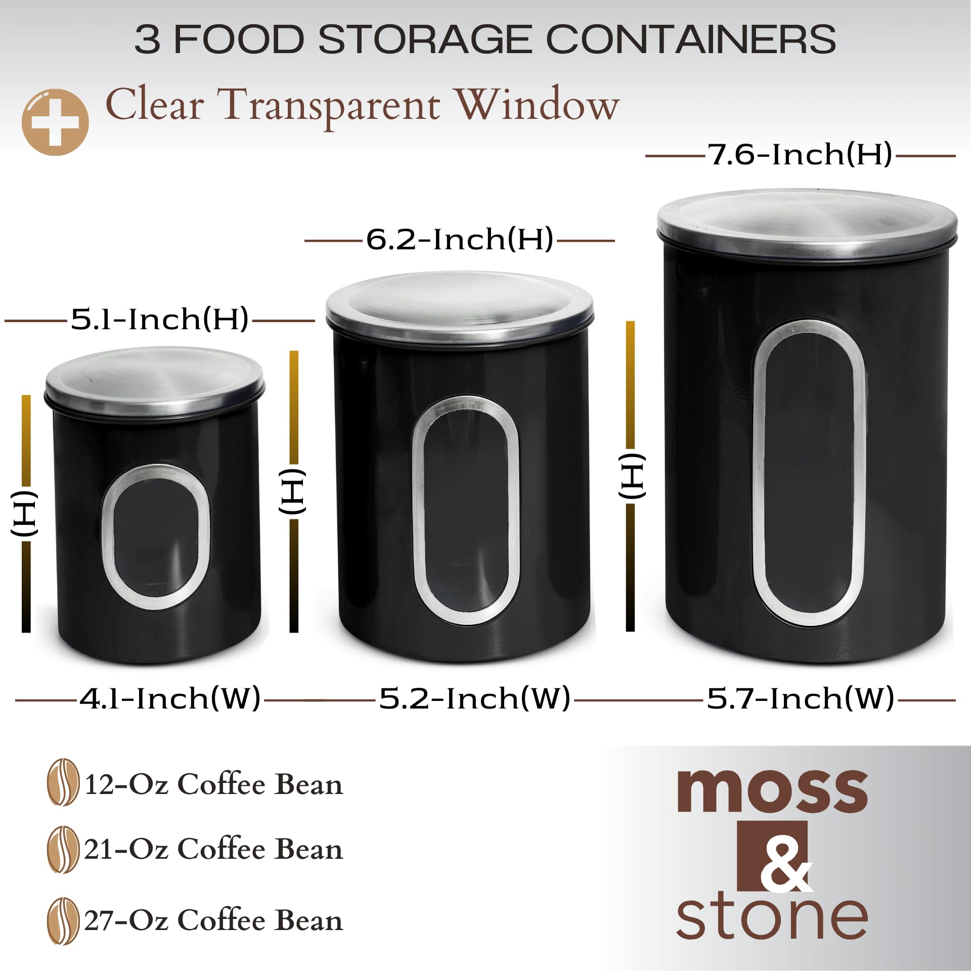 Moss & Stone airtight lids seal freshness with silicone gasket for dry pantry storage.