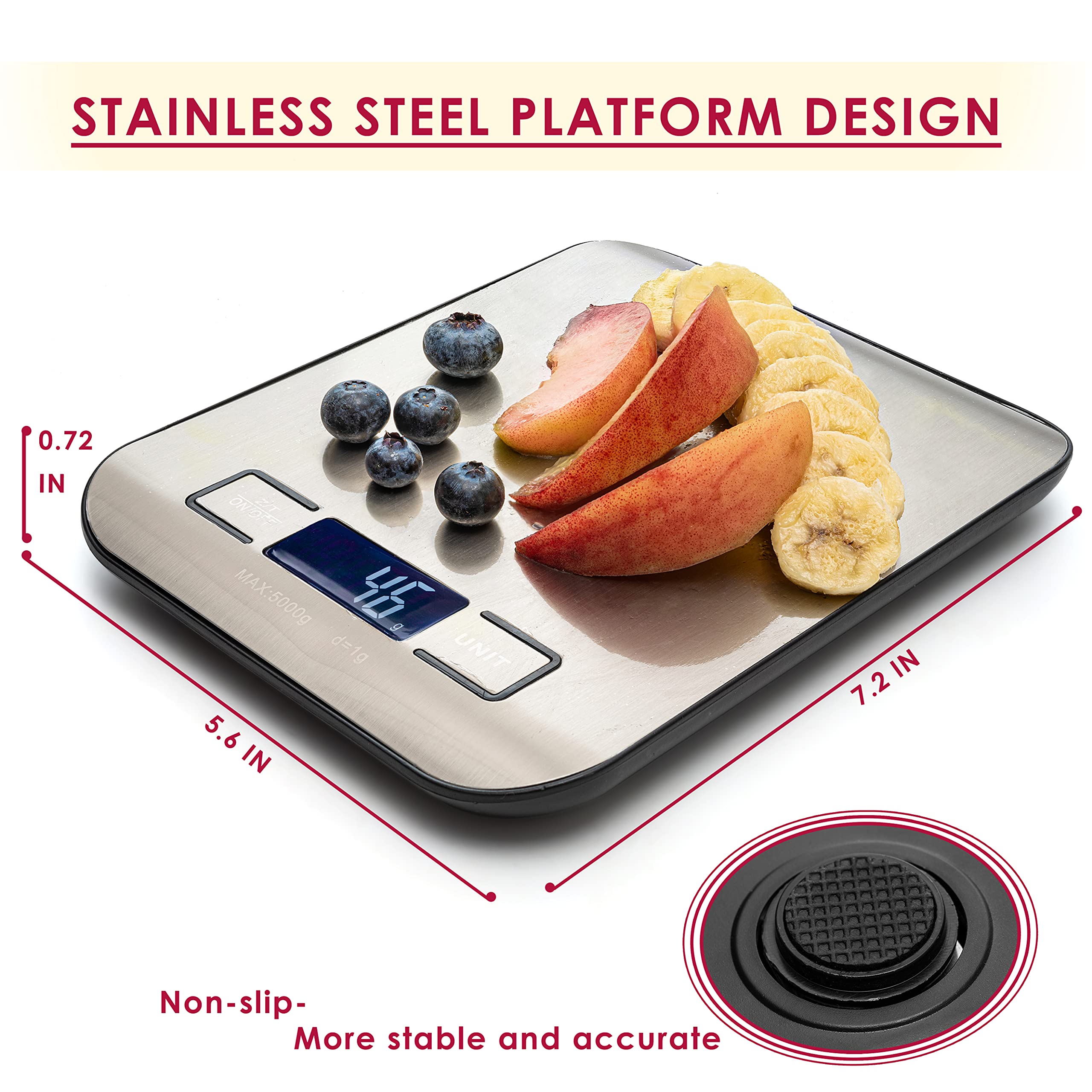 Moss & Stone scale with clear display for easy reading while cooking.