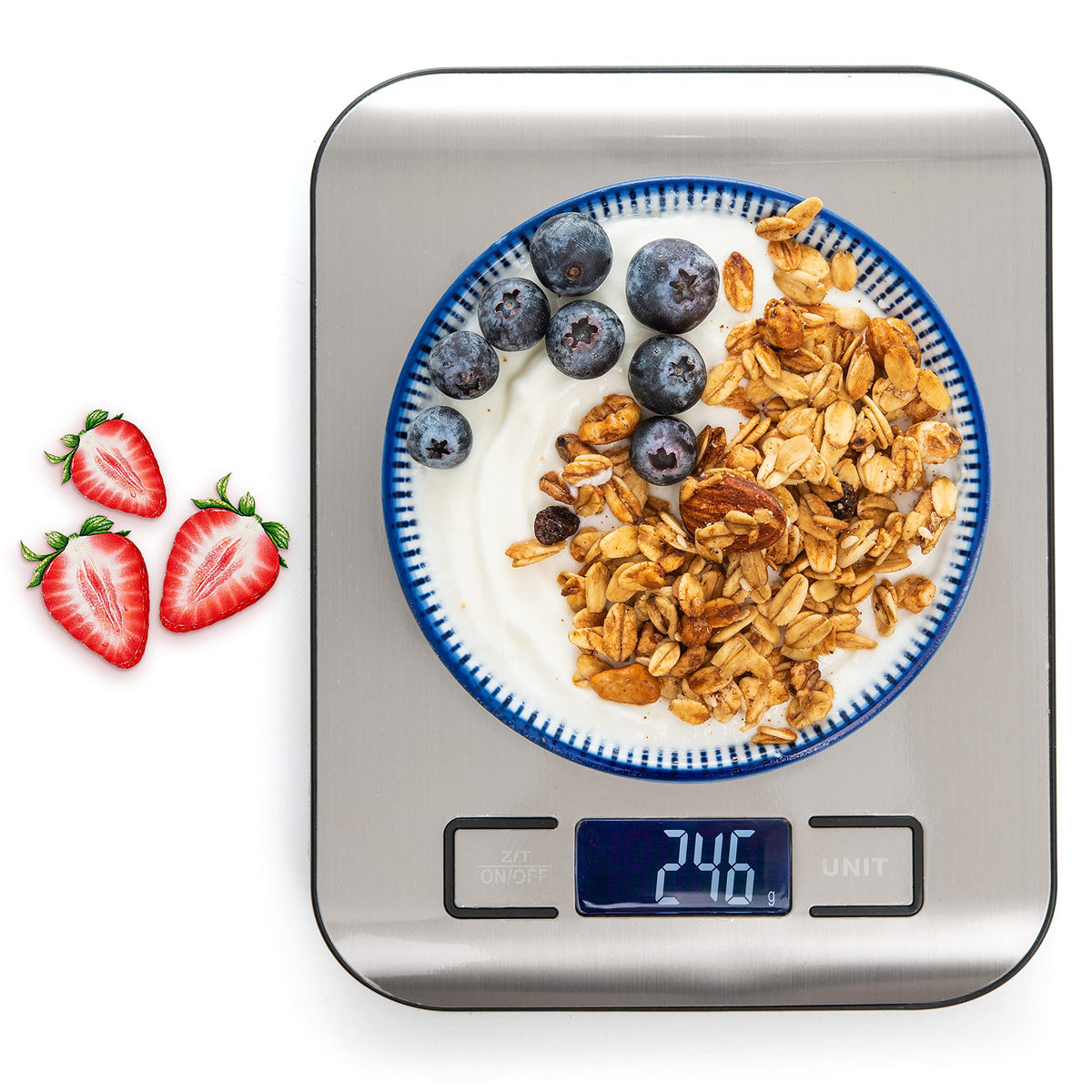Moss & Stone digital kitchen scale platform for precise portioning and recipe accuracy.