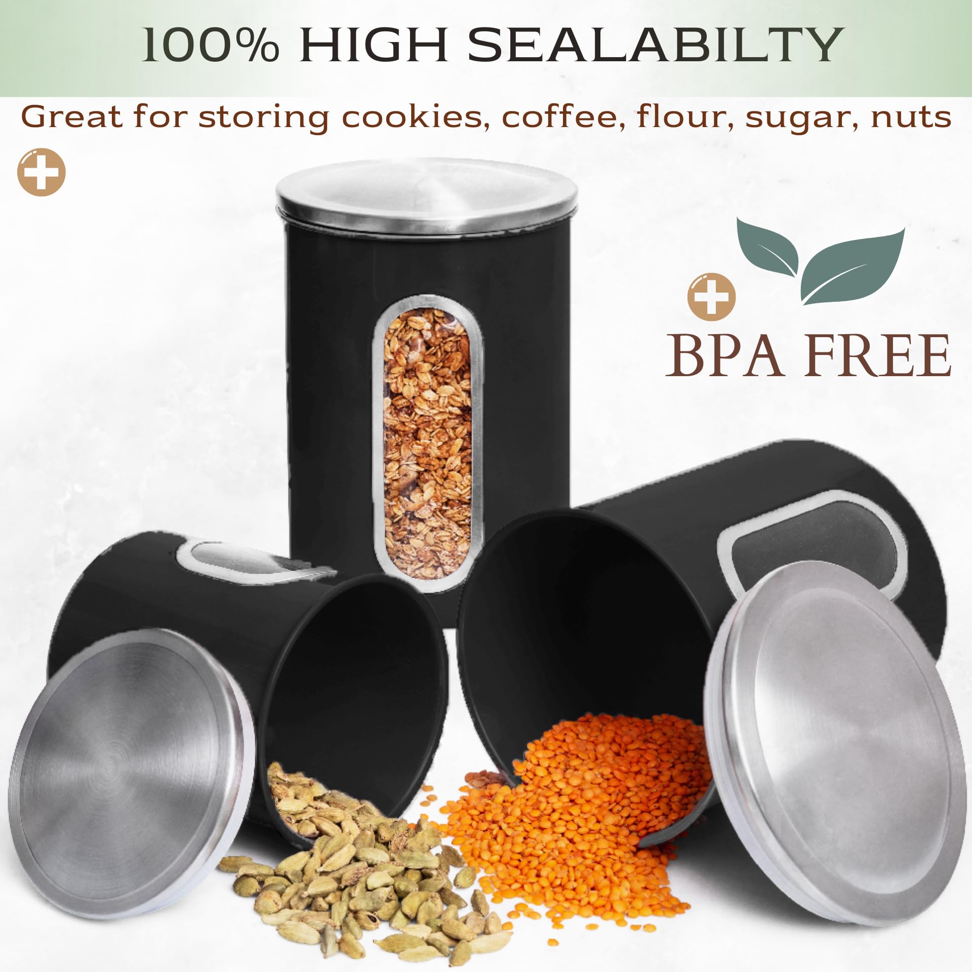 Moss & Stone medium 21 oz canister keeps snacks fresh on the counter.