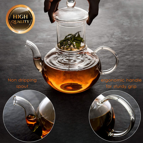 Moss & Stone teapot with removable infuser for loose leaves or fruit.