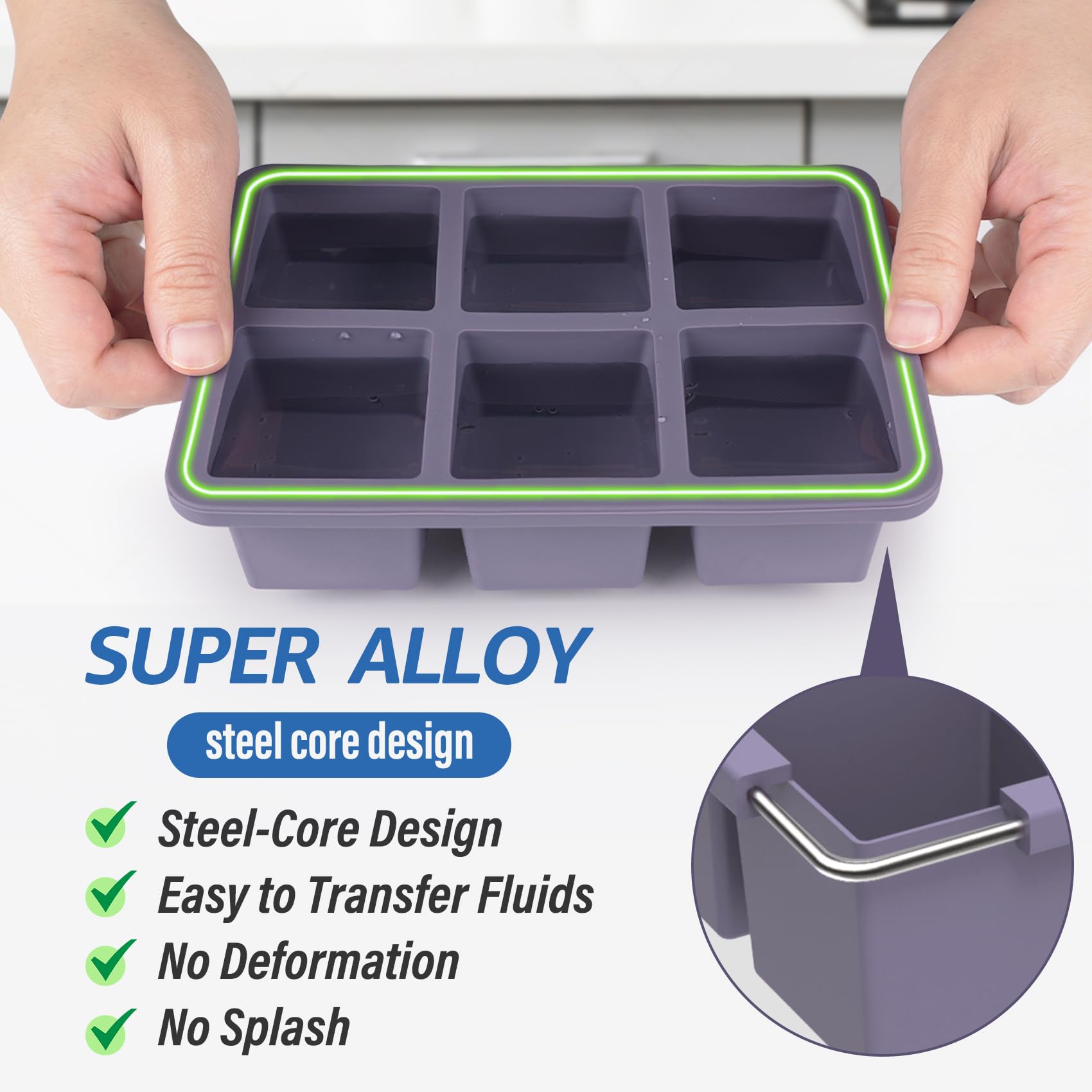 Mossime ice tray with built-in steel ring adds stable freezing.