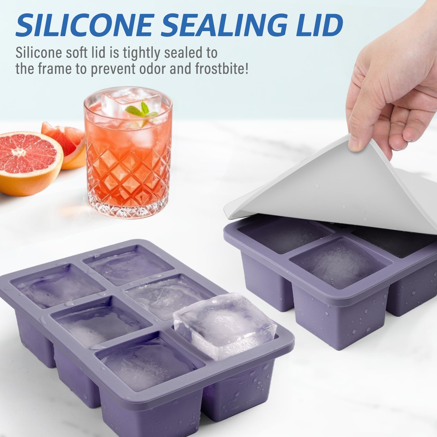 Mossime tray lid enables stackable, spill-free freezing and odor protection.