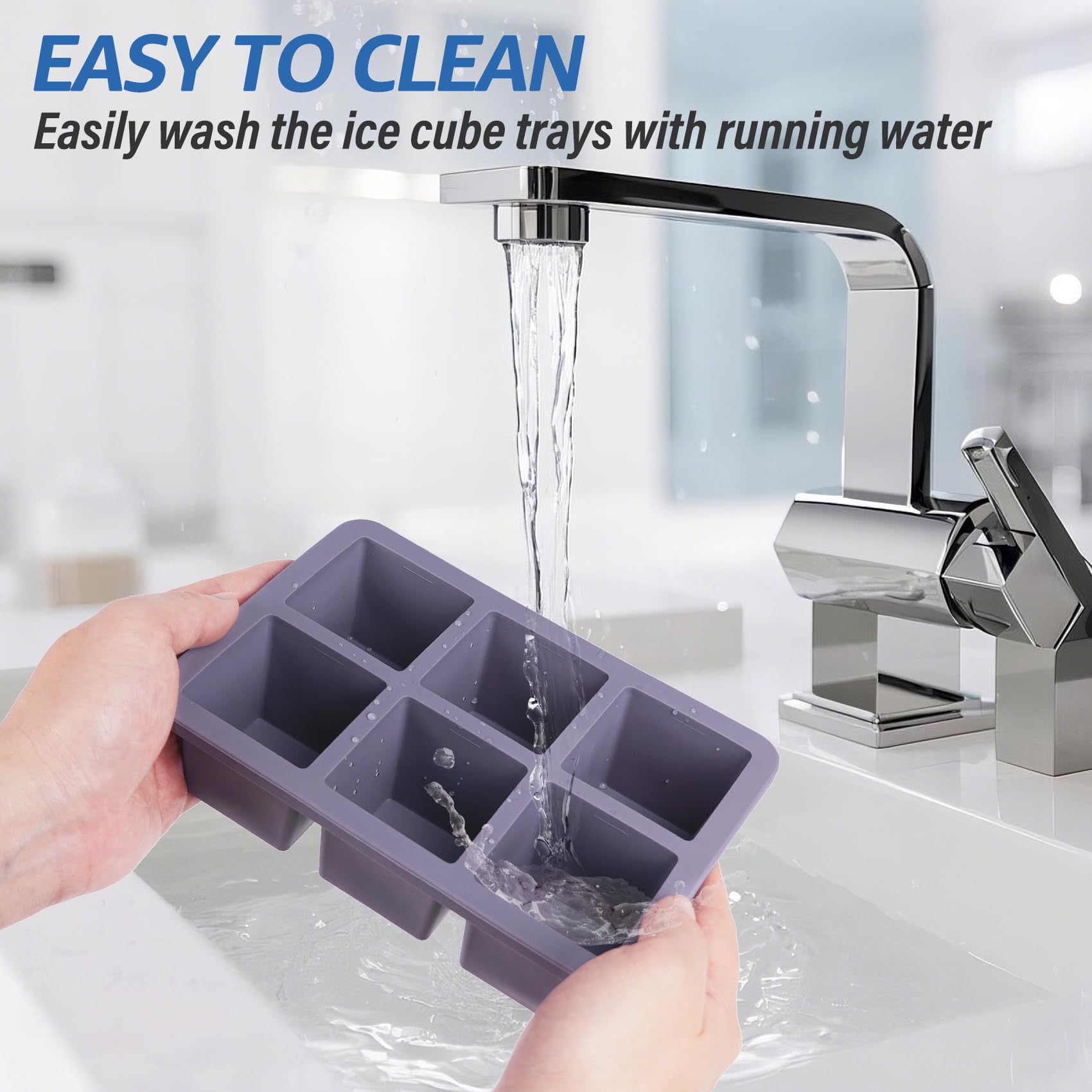 Mossime reusable ice tray maintains shape after freezing.