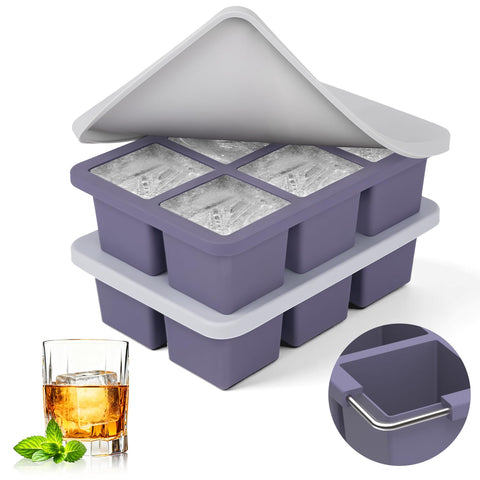 Mossime silicone ice cube tray 2-pack with large square cubes for slow chilling.