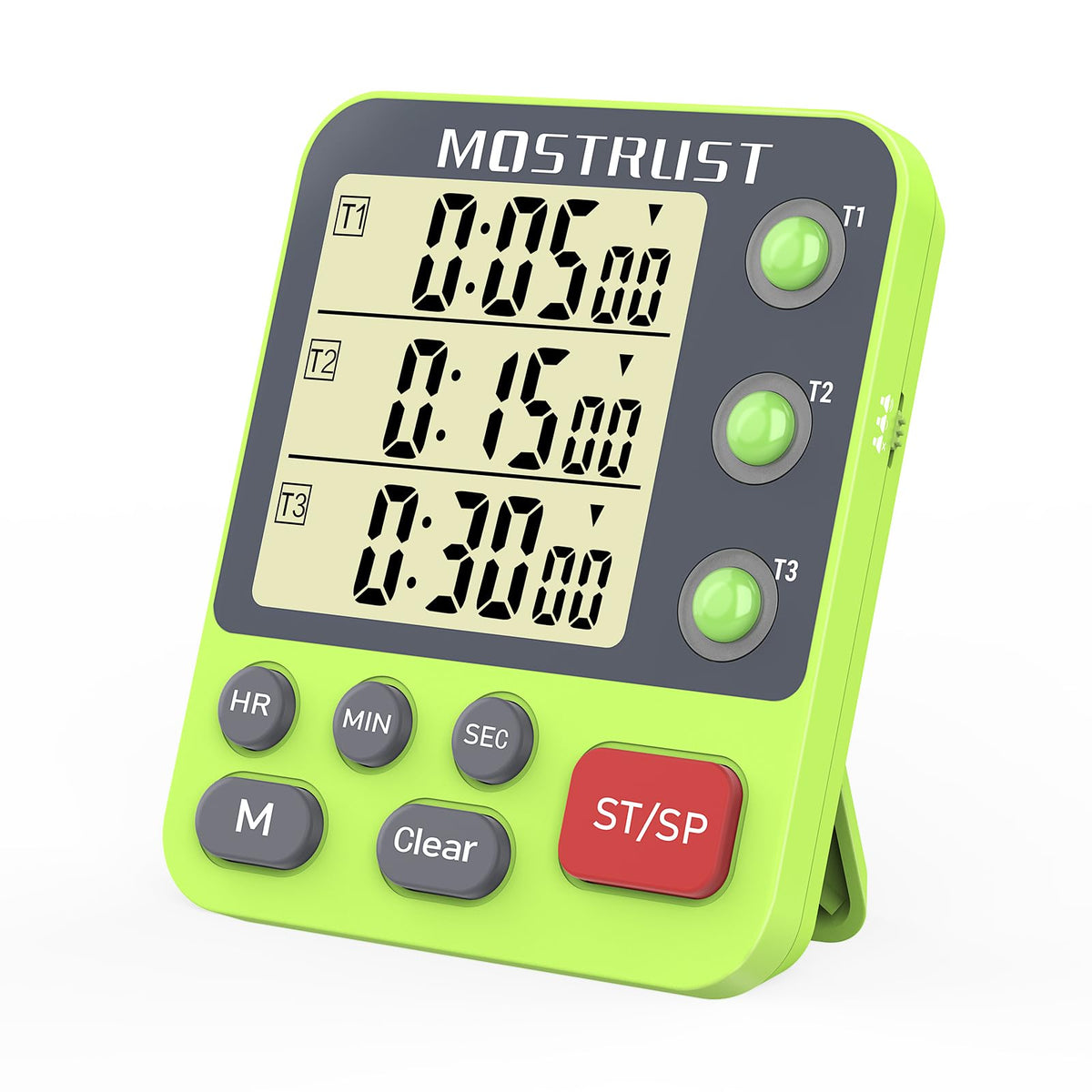 Mostrust digital dual timer front view with large display for precise kitchen timing.