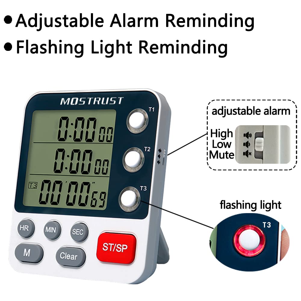 MOSTRUST timer large display provides high-contrast readability at a glance.