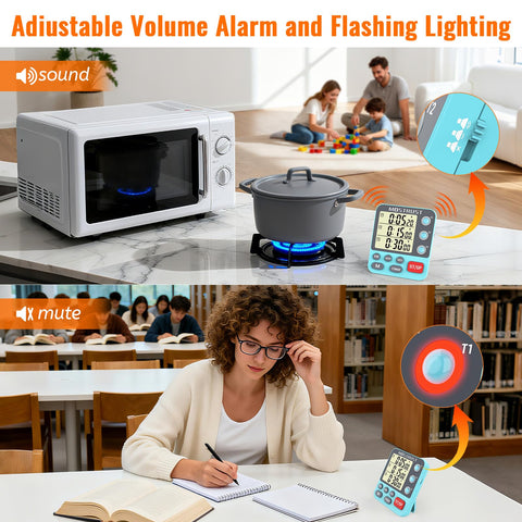 MOSTRUST digital timer magnetic back for convenient fridge mounting during meal prep.