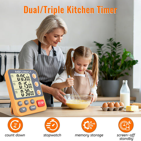 MOSTRUST timer magnetic back sticks to fridge for convenient access.