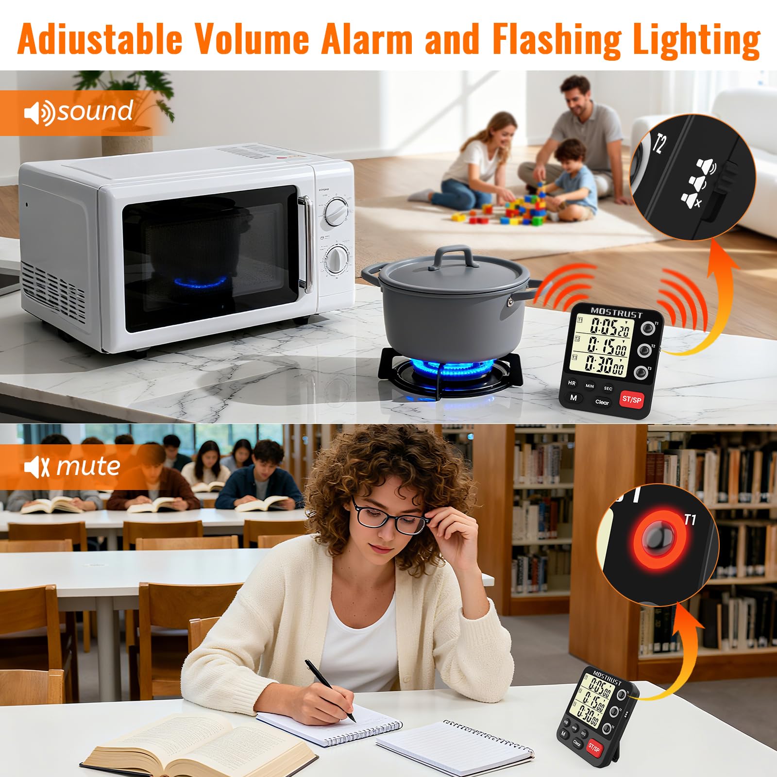 MOSTRUST timer with large display offering easy visibility while baking