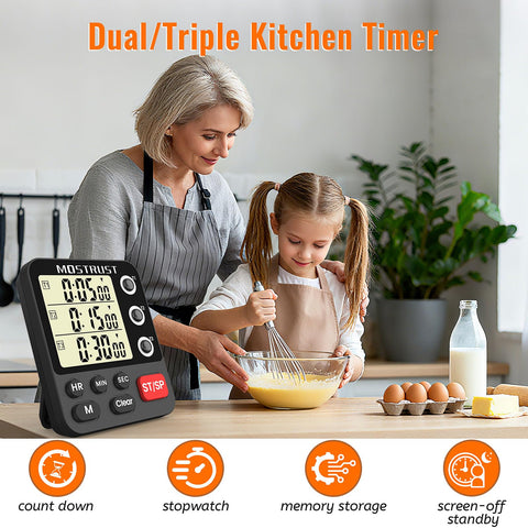 MOSTRUST timer with memory preset button for quick reuse between meals