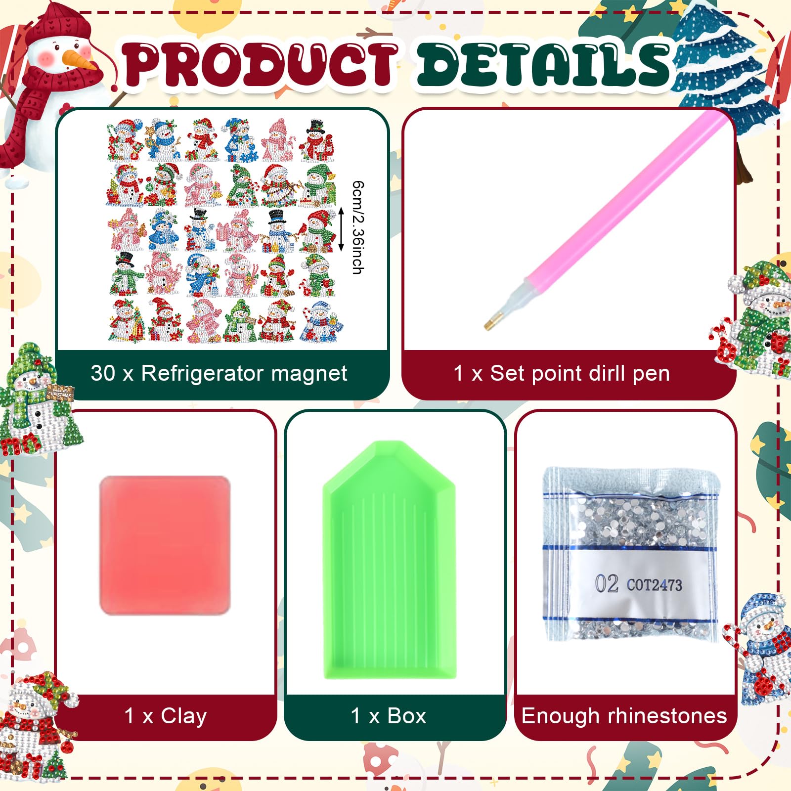 Motipuns Christmas design diamond painting kit with tools for beginners