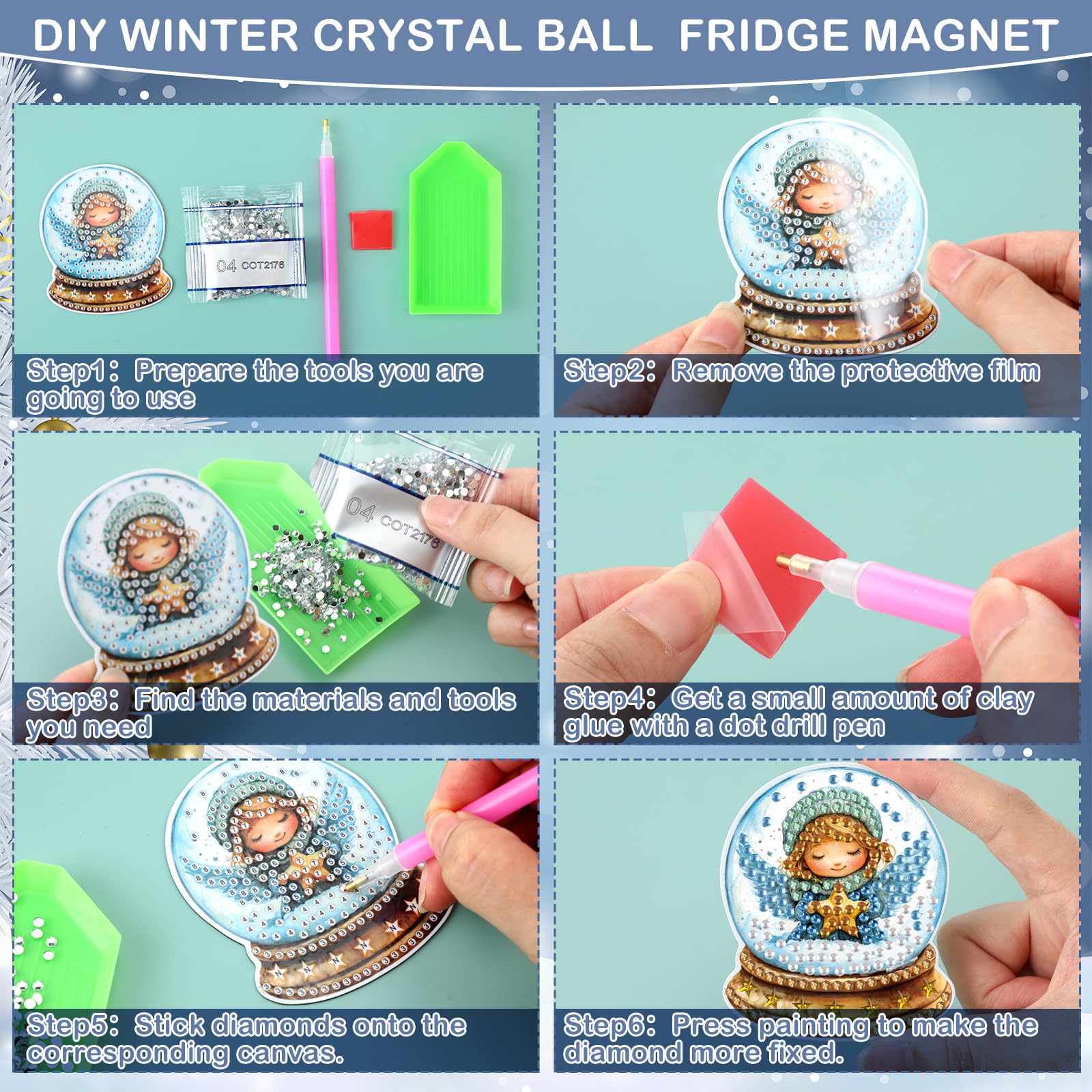 Easy DIY kit for beginners with peel-and-stick diamond placement.