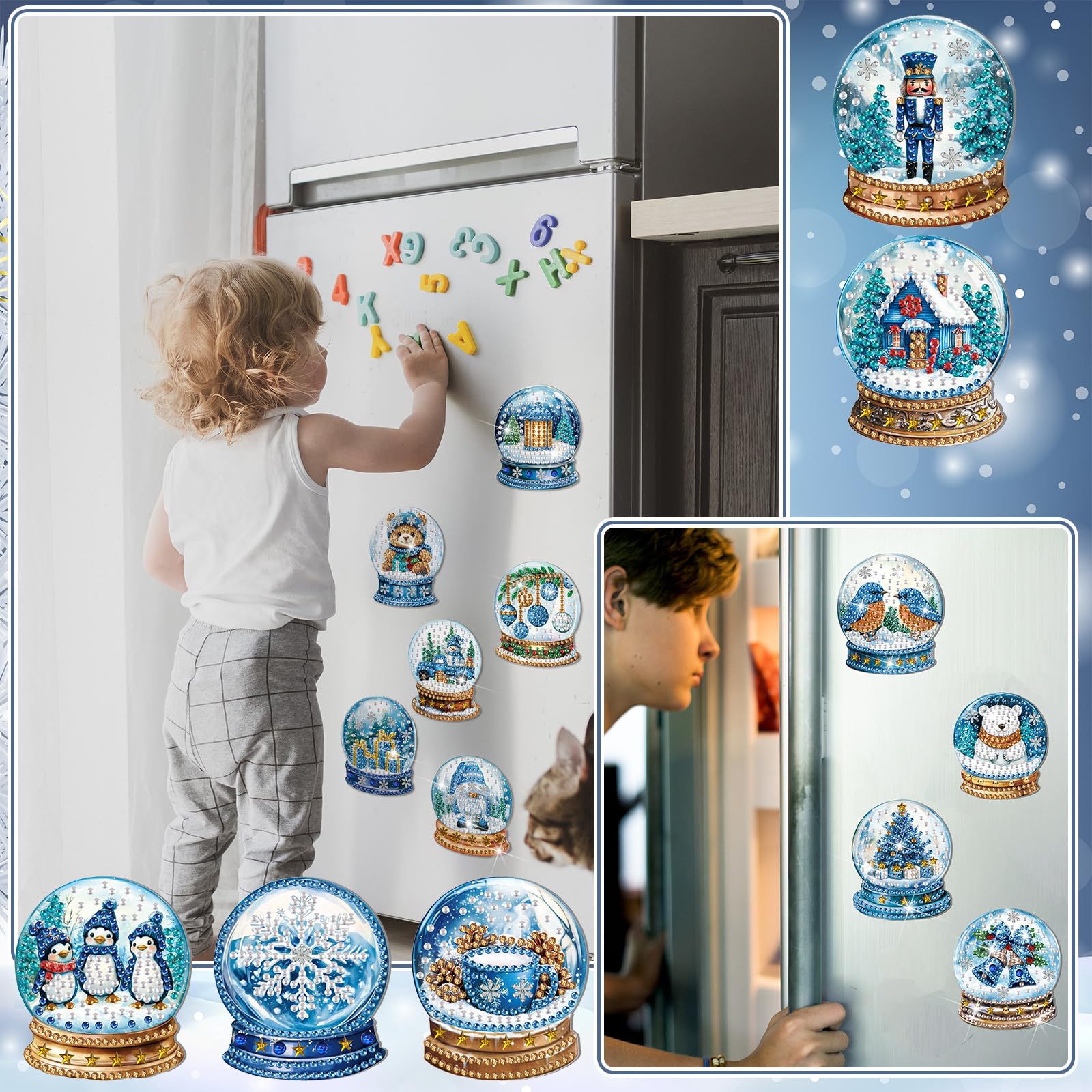 Motipuns winter diamond art magnets suit home, office, and garage decor.