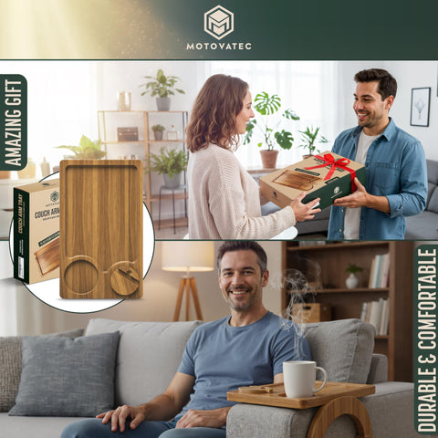 Gift-ready MOTOVATEC arm tray fits any decor and daily routine.