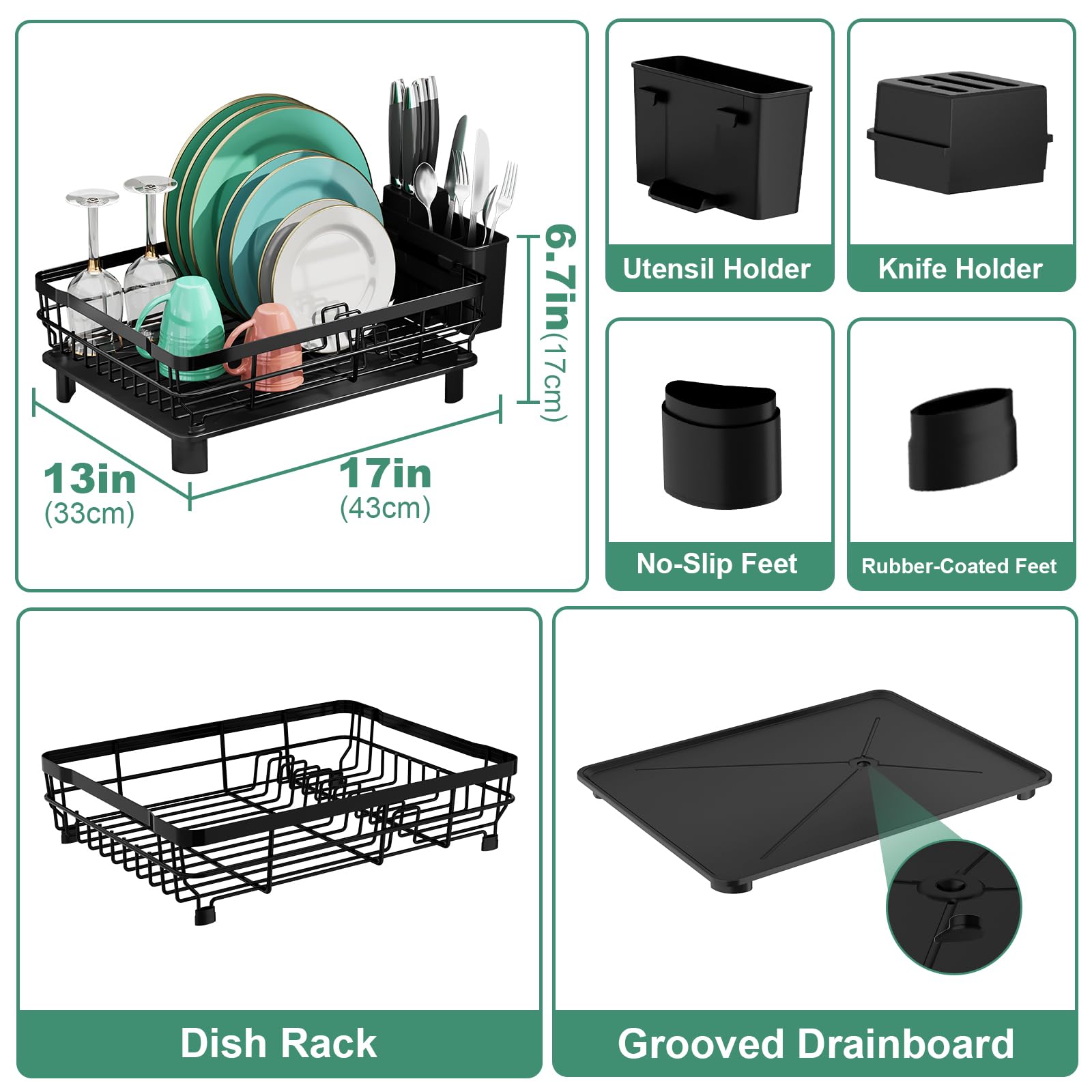 MOUKABAL drainboard with four grooves speeds water drainage from dishes.