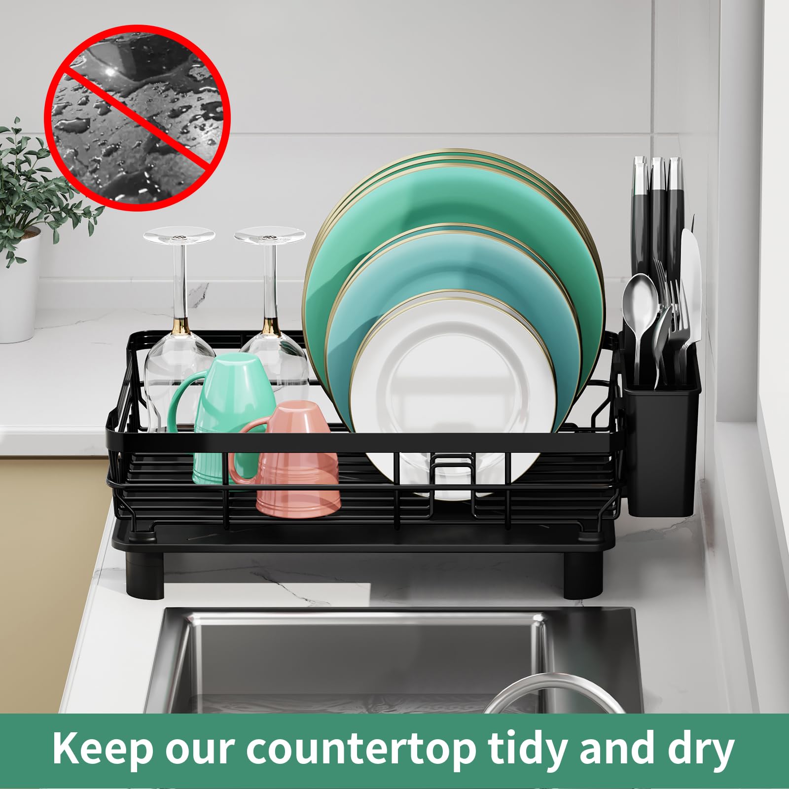 MOUKABAL removable utensil holder keeps cutlery organized while drying.