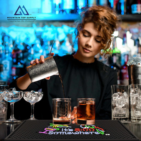 Mountain Top Supply easy-clean bar mat simplifies maintenance after entertaining.