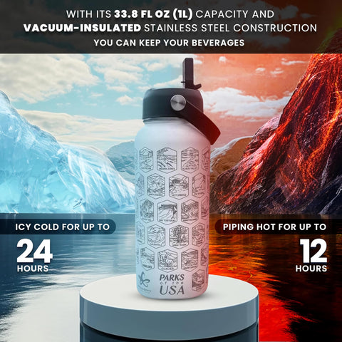 Mousephu vacuum-insulated bottle preserves cold drinks for hours on hikes.