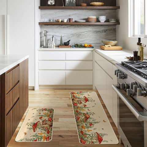 Moutina mushroom snail kitchen rug entryway decor offers non-slip backing.