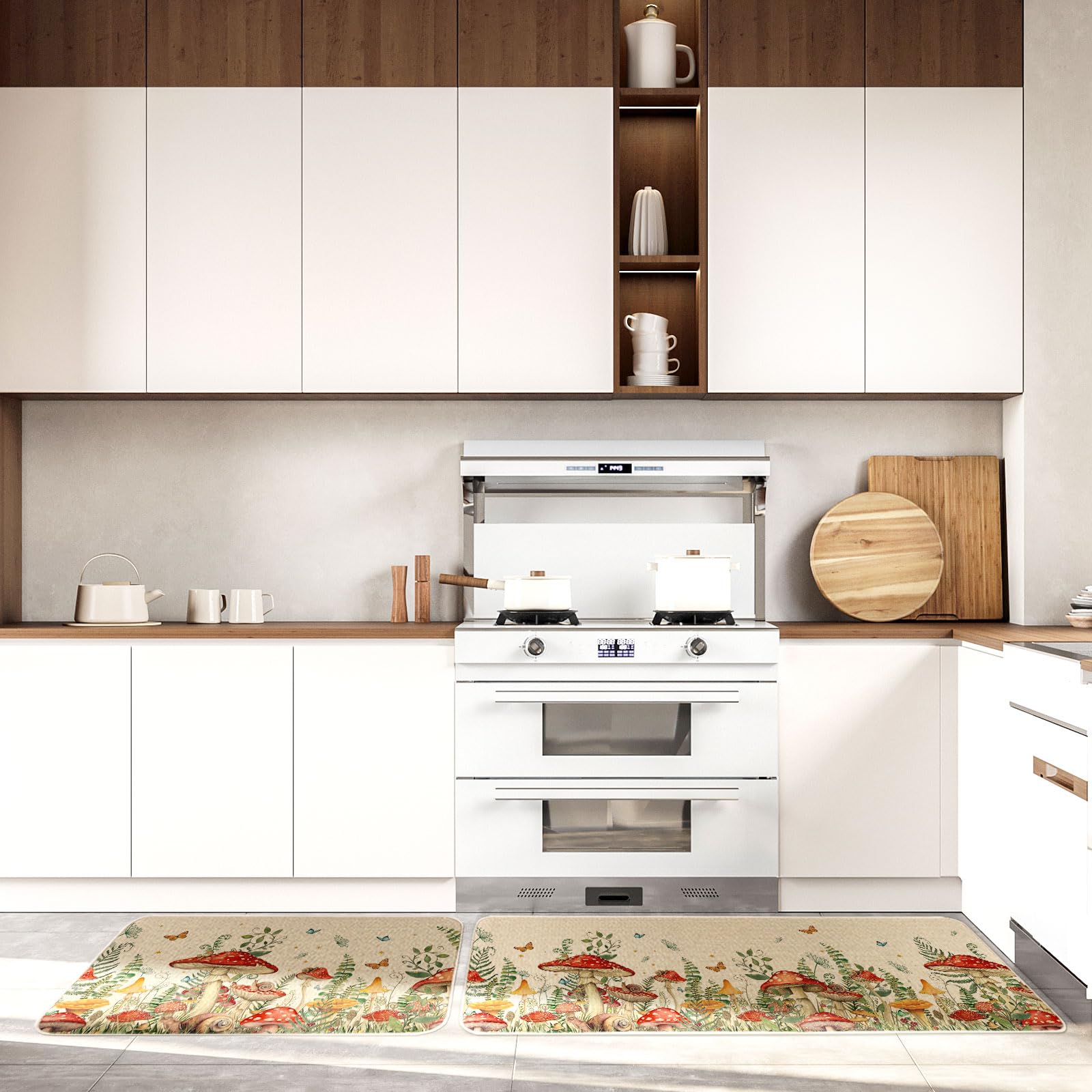 Moutina mushroom snail kitchen rug patio usage for outdoor-friendly decor.