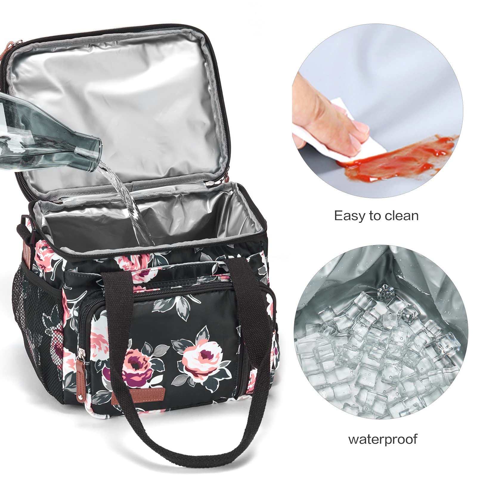 MOV COMPRA lunch bag side pocket stores a bottle securely on the go