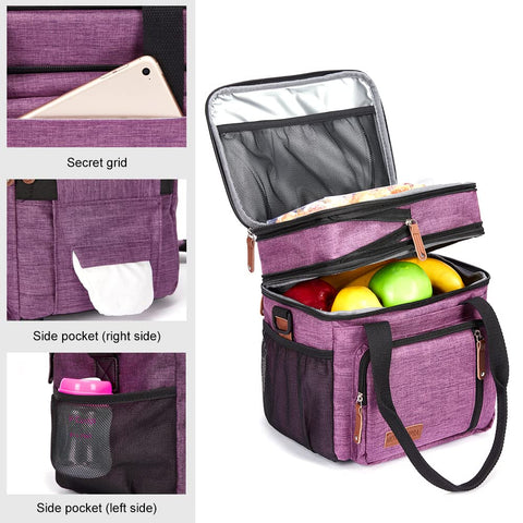 Insulated inner lining keeps meals at the right temperature in MOV COMPRA Purple Lunch Bag