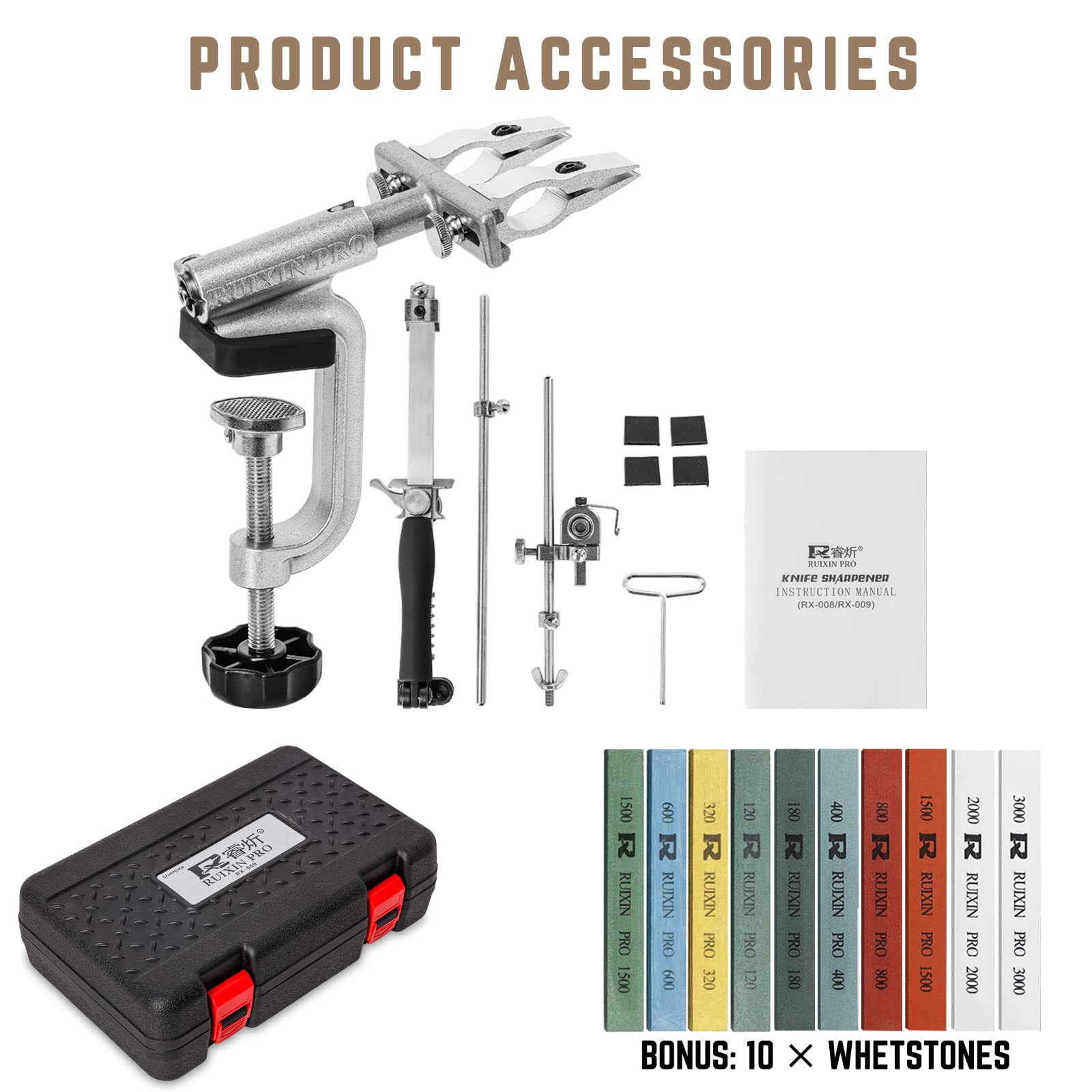 RX-009 360° rotation design sharpens both sides with accurate angle