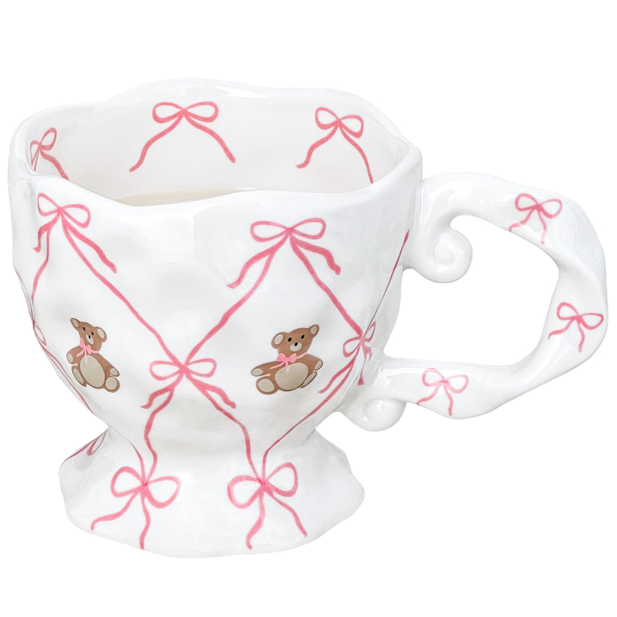 Movlen pink bow bear mug for tea or coffee, elevating daily rituals