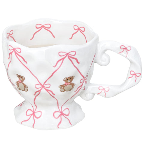Movlen pink bow bear mug for tea or coffee, elevating daily rituals