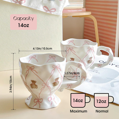 Movlen kawaii ceramic mug with handmade finish, easy to clean