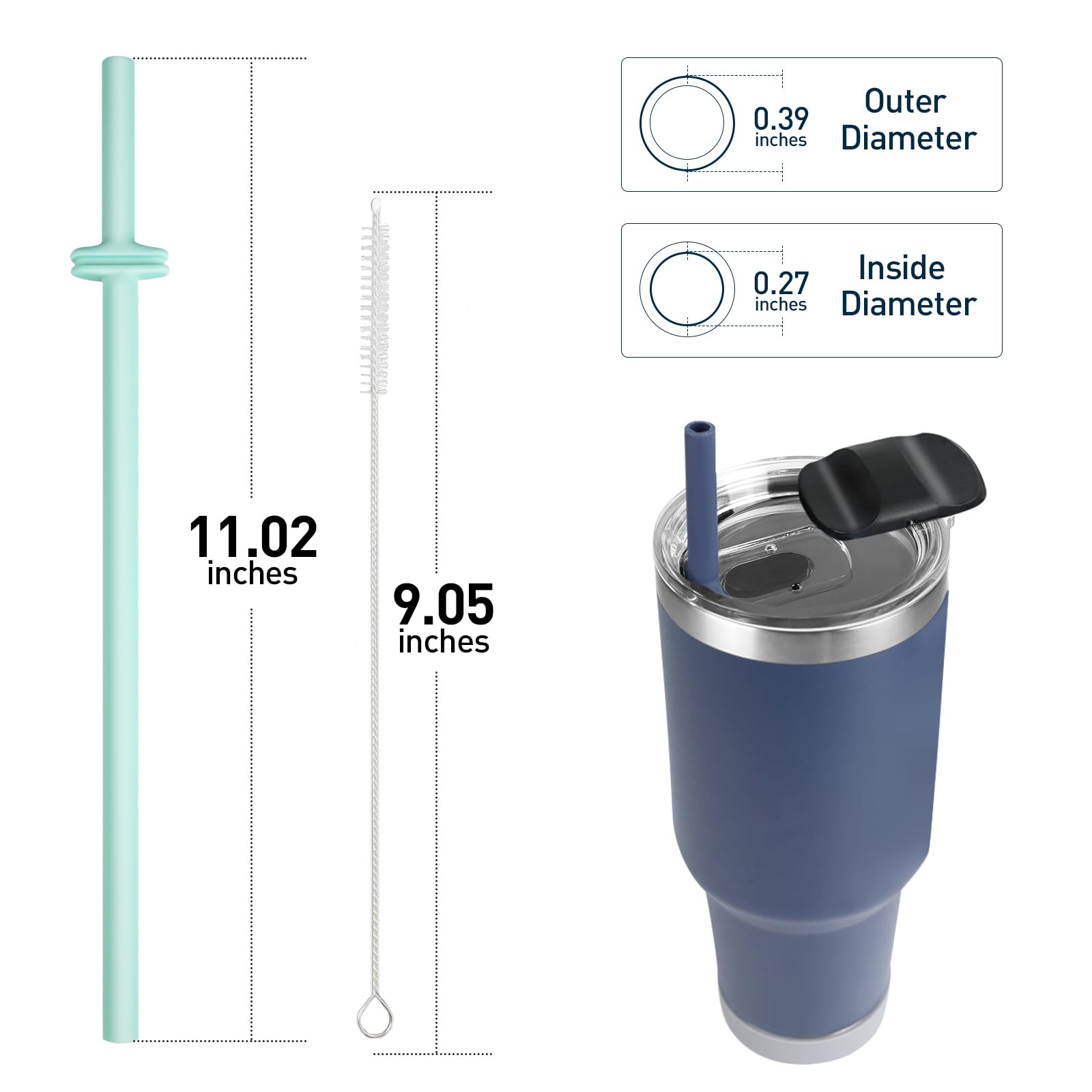 MOVOLIVI straw inner diameter 0.27in for smooth sipping.