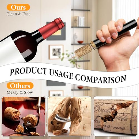 Movued Aeropop wine opener compact design, fits in a drawer for easy travel.