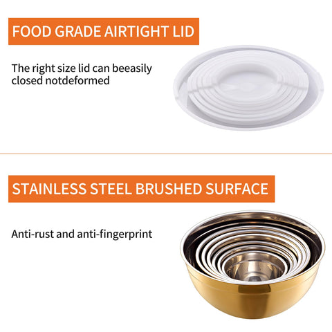 Moxinox gold bowls on countertop showing sturdy, non-slip base.