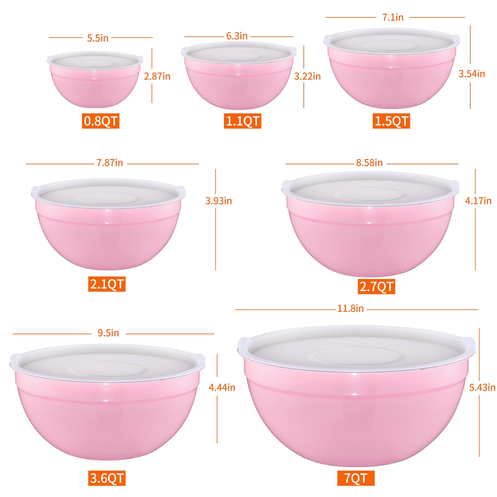 Moxinox pink nesting bowls save counter space when not in use.