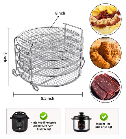 Moyios dehydrator rack vertical setup, showing easy stacking for multiple foods.