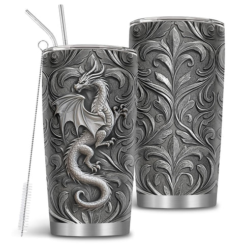 MoYueno dragon gifts mug front view, 20oz capacity for daily dragon-themed sipping.