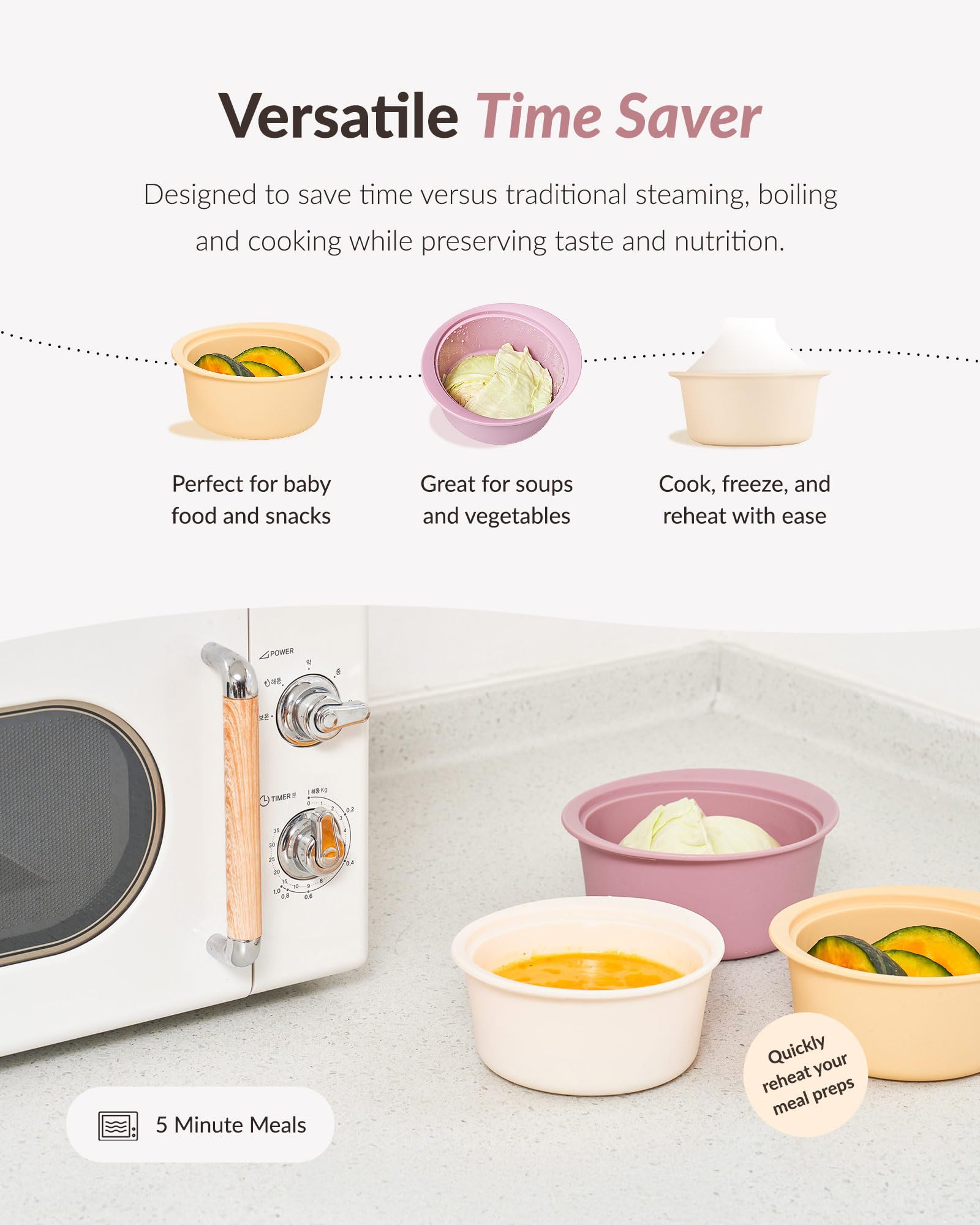 MOYUUM 800ml family-size steamer handles larger vegetables.