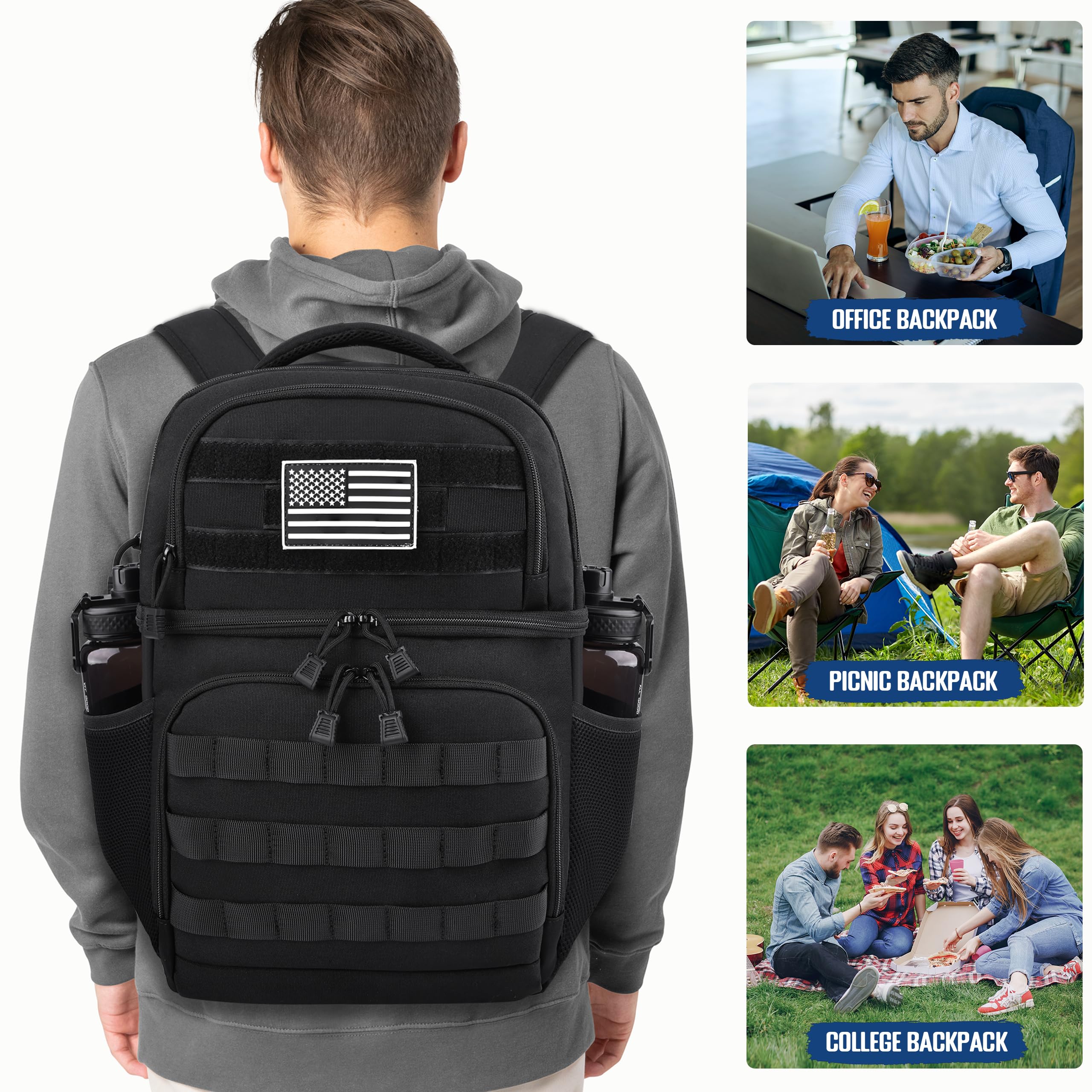 MOZETO Lunch Backpack durable waterproof fabric withstands outdoor use.