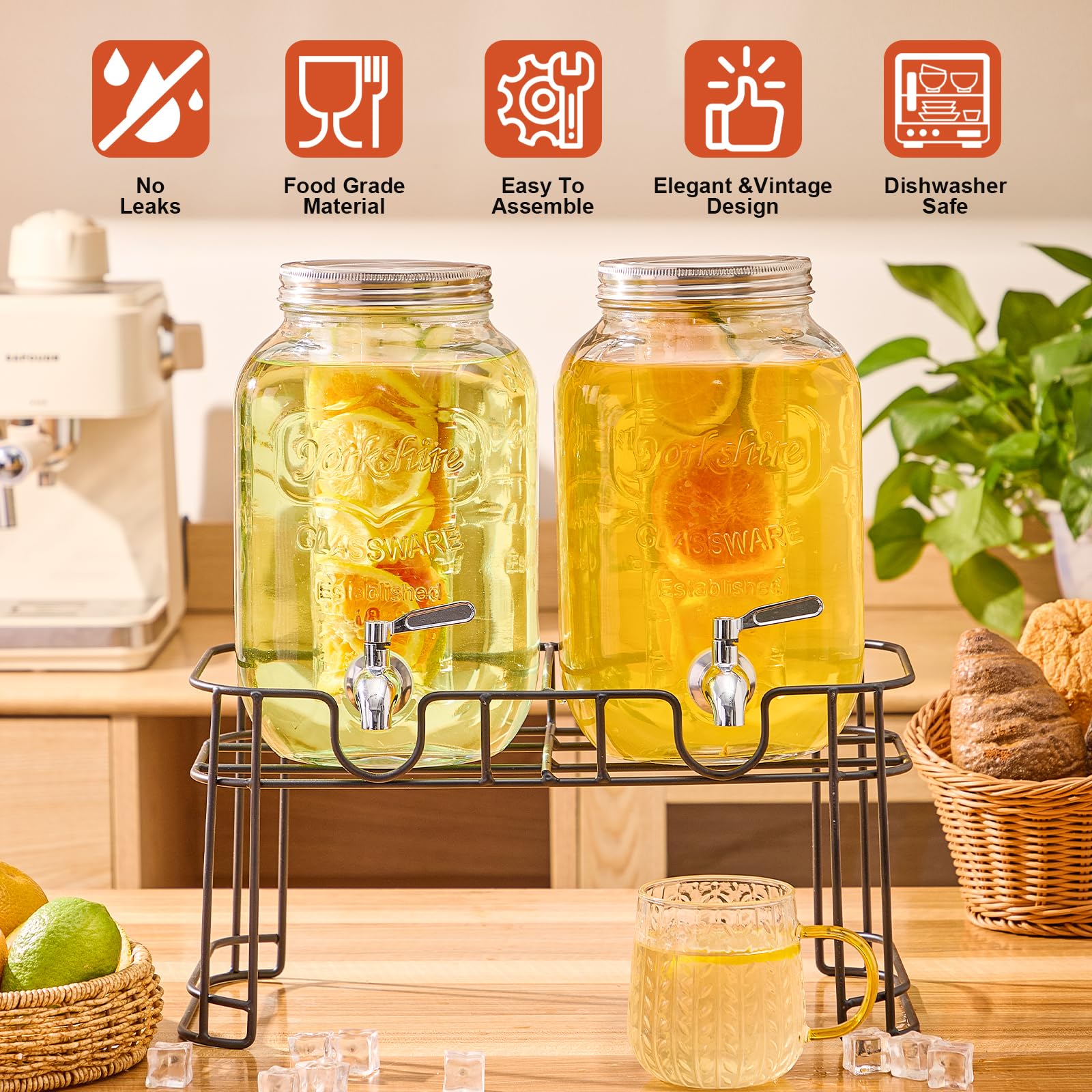 MQRFFTU beverage dispenser duo on a sturdy stand for convenient outdoor gatherings.