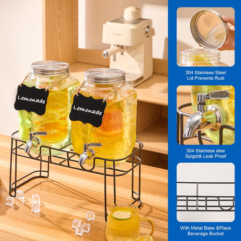 MQRFFTU glass dispenser shows elegant clarity, ideal lemonade station.